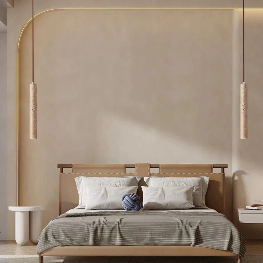 Elegante Travertijn LED Kroonluchter voor Luxe Verlichting