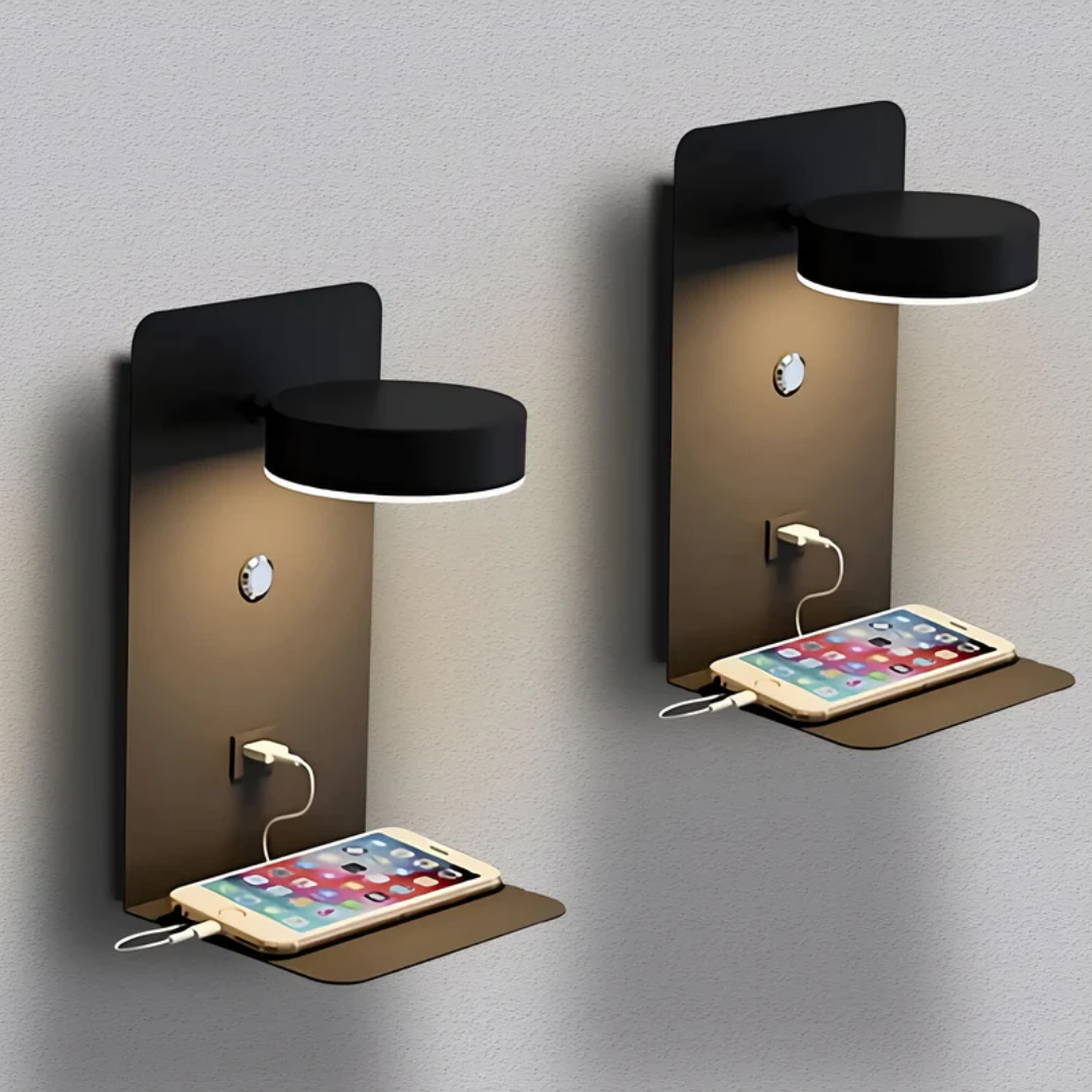 Moderne LED Wandlamp met USB Opladen
