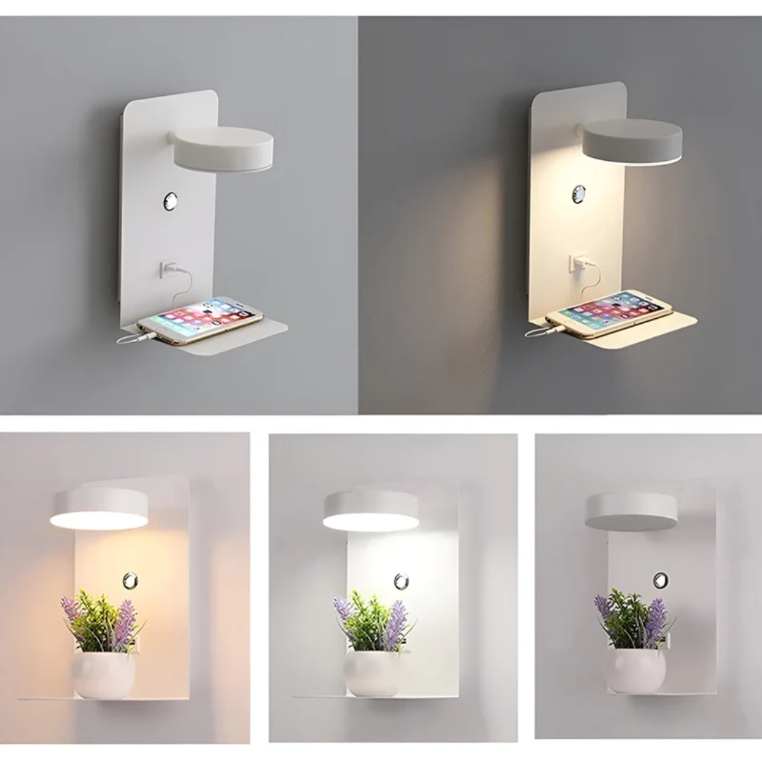 Moderne LED Wandlamp met USB Opladen