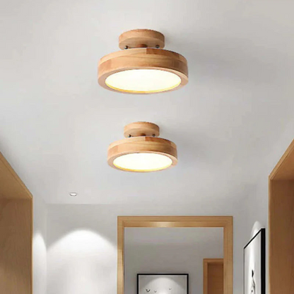 Moderne Ronde LED Plafondlamp met Hout
