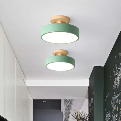 Moderne Ronde LED Plafondlamp met Hout