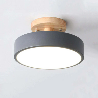 Moderne Ronde LED Plafondlamp met Hout