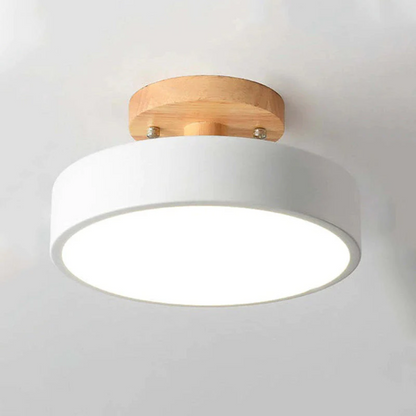 Moderne Ronde LED Plafondlamp met Hout