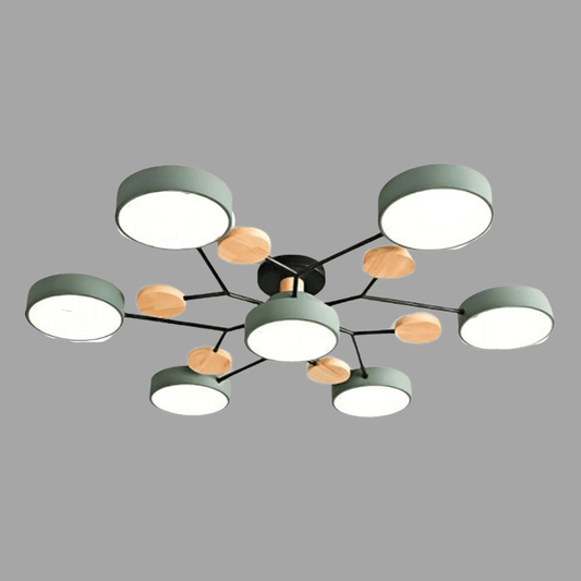 Scandinavische LED Plafondlamp met Hout en IJzer