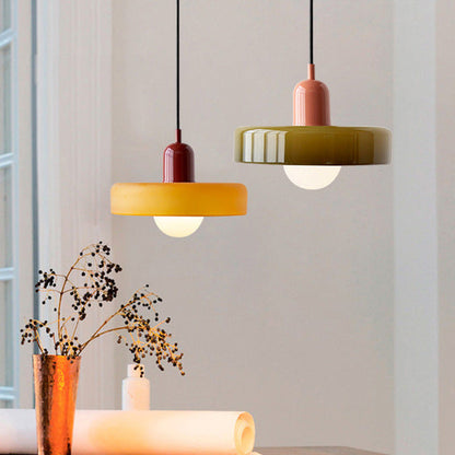 Elegante Bauhaus Hanglamp met Glas-in-Lood