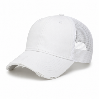 White Distressed Trucker Hat