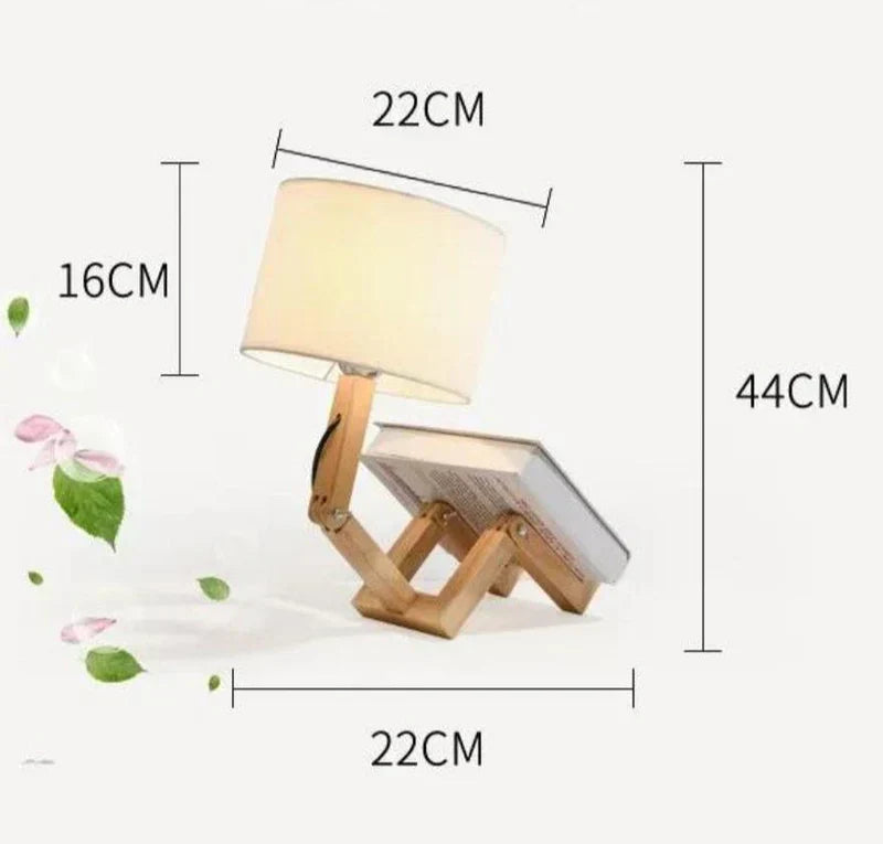 Speelse Houten Tafellamp met Boekenhouder