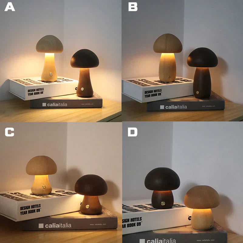 Betoverende Houten Paddenstoel Nachtlamp voor Kinderen