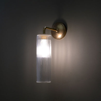 Elegante Massief Messing Wandlamp met Glazen Diffuser