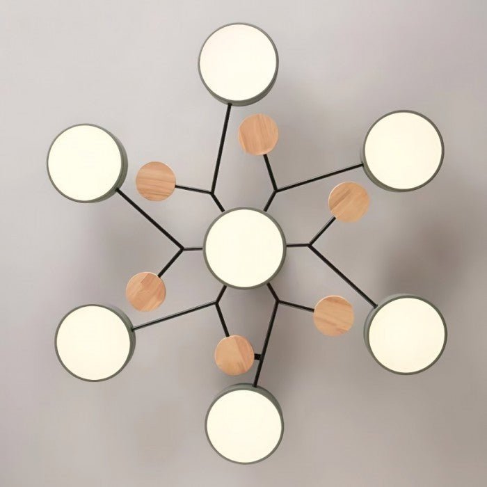 Scandinavische LED Plafondlamp met Hout en IJzer