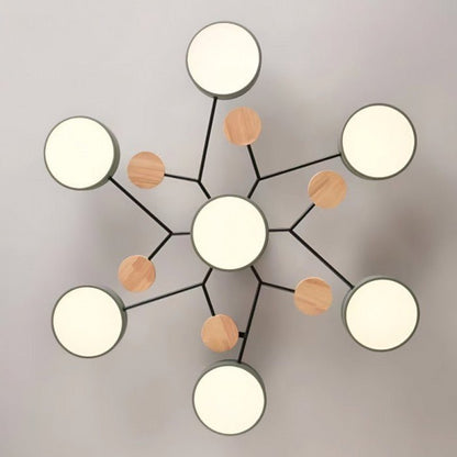 Scandinavische LED Plafondlamp met Hout en IJzer