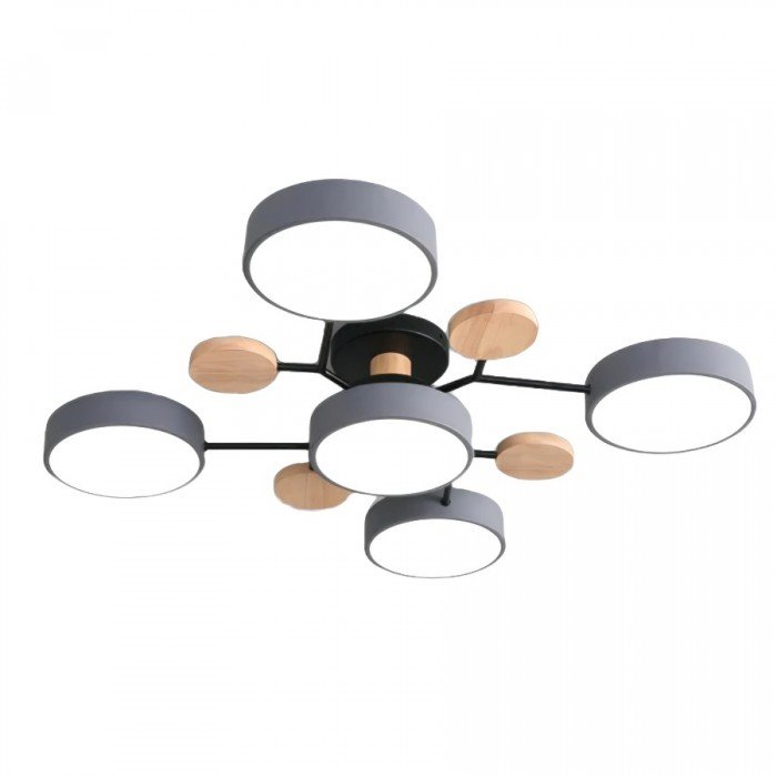 Scandinavische LED Plafondlamp met Hout en IJzer