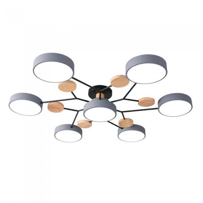 Scandinavische LED Plafondlamp met Hout en IJzer