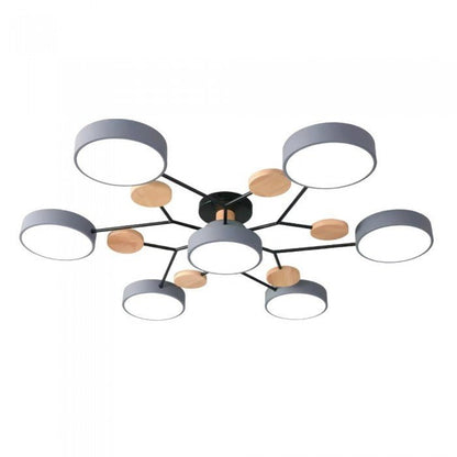 Scandinavische LED Plafondlamp met Hout en IJzer