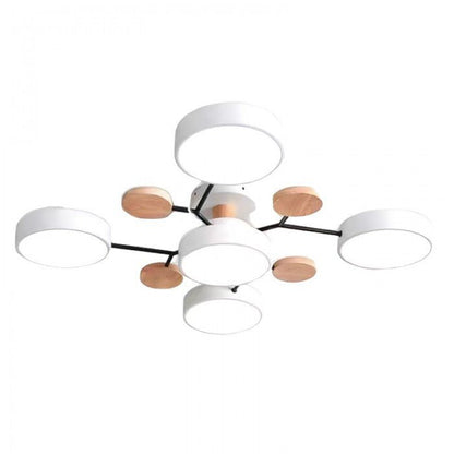 Scandinavische LED Plafondlamp met Hout en IJzer