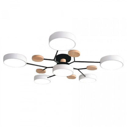 Scandinavische LED Plafondlamp met Hout en IJzer