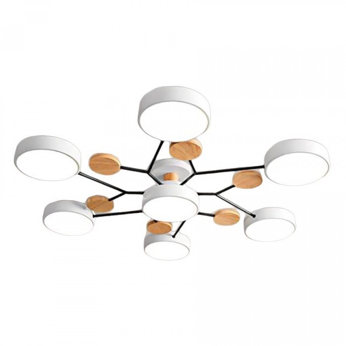 Scandinavische LED Plafondlamp met Hout en IJzer