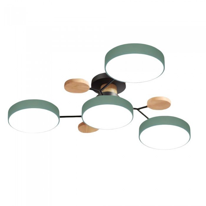 Scandinavische LED Plafondlamp met Hout en IJzer