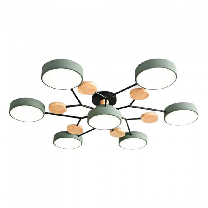 Scandinavische LED Plafondlamp met Hout en IJzer