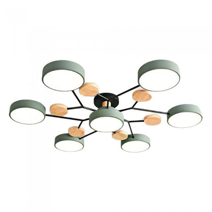 Scandinavische LED Plafondlamp met Hout en IJzer