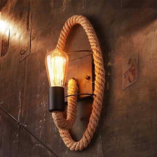 Vintage Wandlamp met Touw en IJzer