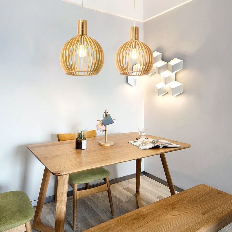 Handgemaakte Houten Hanglamp - Rustieke Verlichting