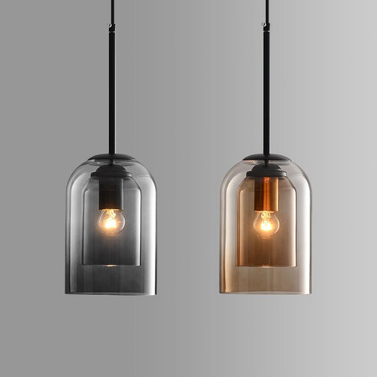 Elegante Dubbele Glazen Hanglamp voor Modern Interieur