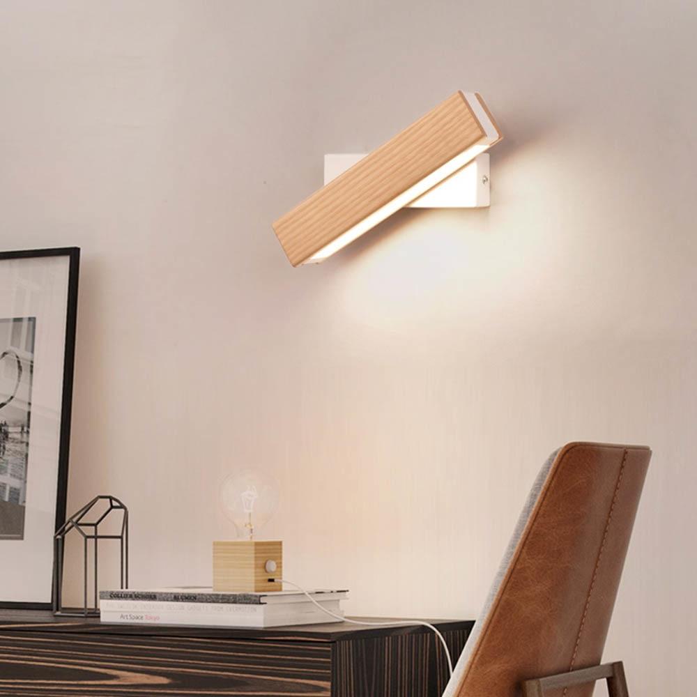 Moderne Draaibare Houten LED Wandlamp