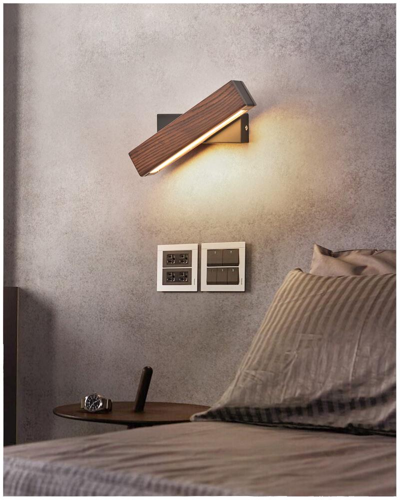 Moderne Draaibare Houten LED Wandlamp