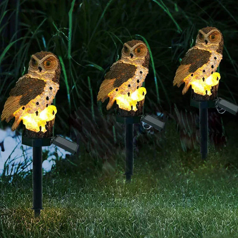 Betoverende Uil Zonne-Energie Tuinlamp